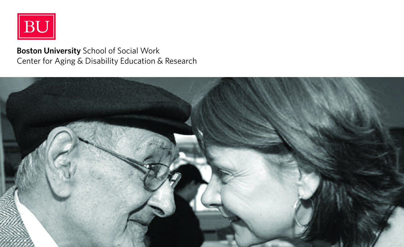 Elderly man facing woman